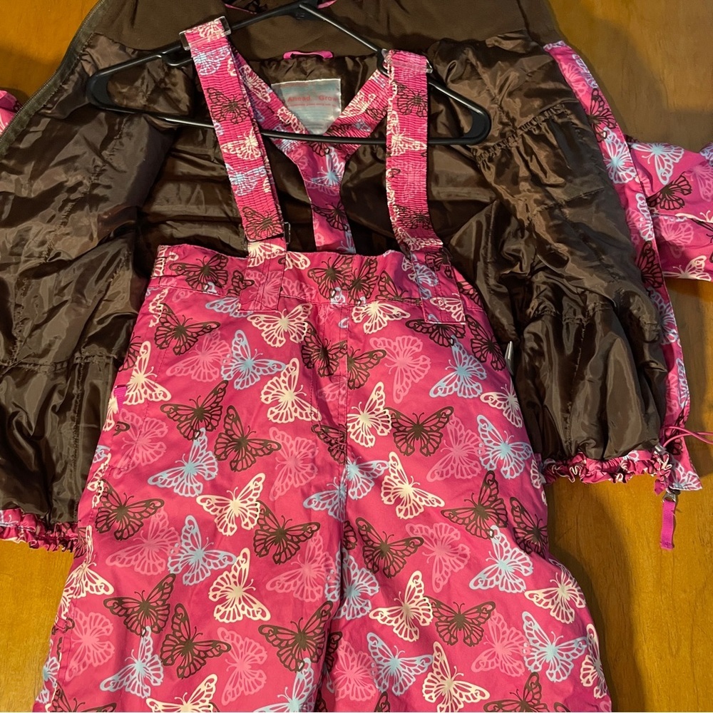 Garnet Hill Snow Suit Pink Butterflies Size 12 - Picture 4 of 6